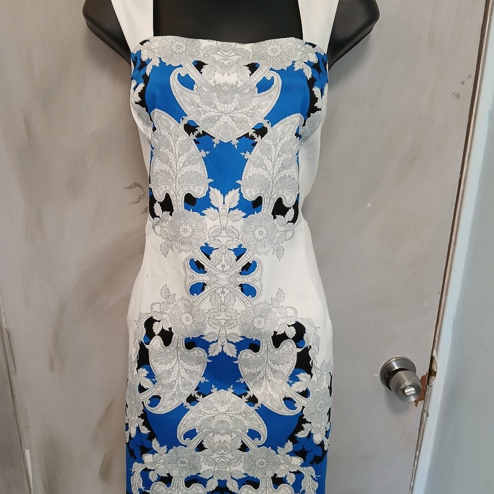 Worthington Blue and White Sheath Midi Dress